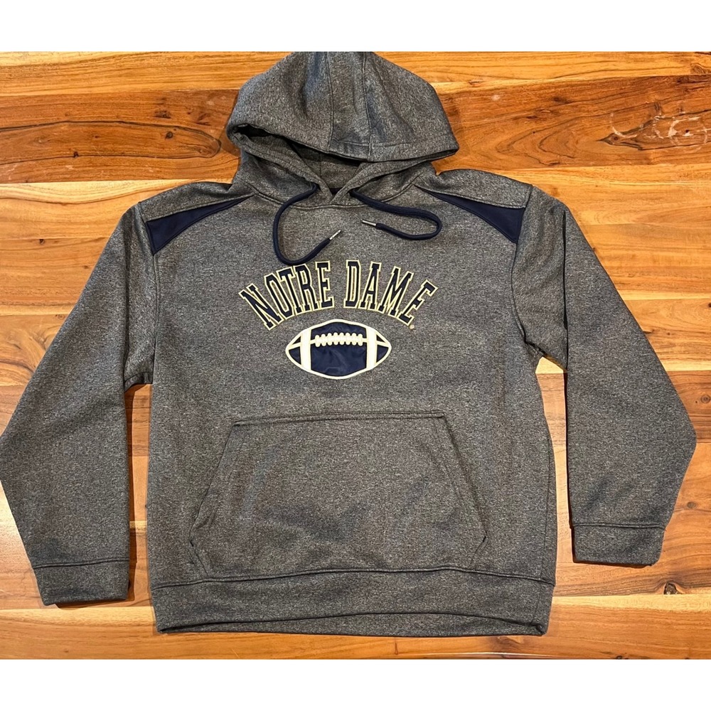 Campus Drive Notre Dame Fighting Irish Hoodie Gray Navy Football Mens Small